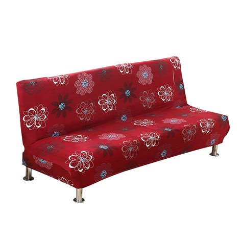 Printed Stretch Armless Sofa Cover Futon Slipcover Folding Removable ...