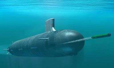 A submarine shooting torpedoes