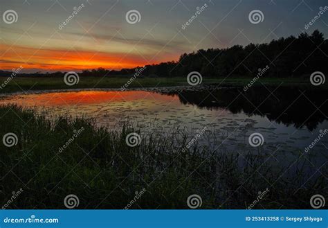 Sunset by the Lake, Colors, Sunshine, Summer, Screensaver, Landscape, Picture Stock Photo ...