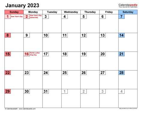 January Editable Calendar 2023 - Printable Template Calendar