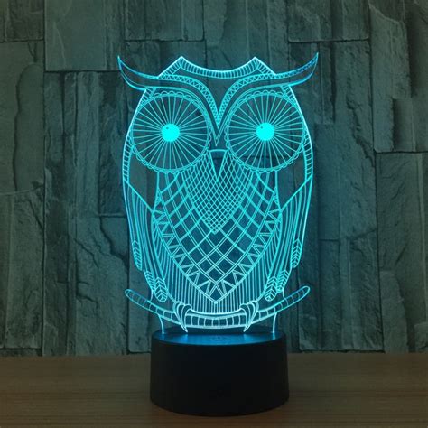 The owl 3D Illusion Led Table Lamp 7 Color Change LED Desk Light Lamp ...