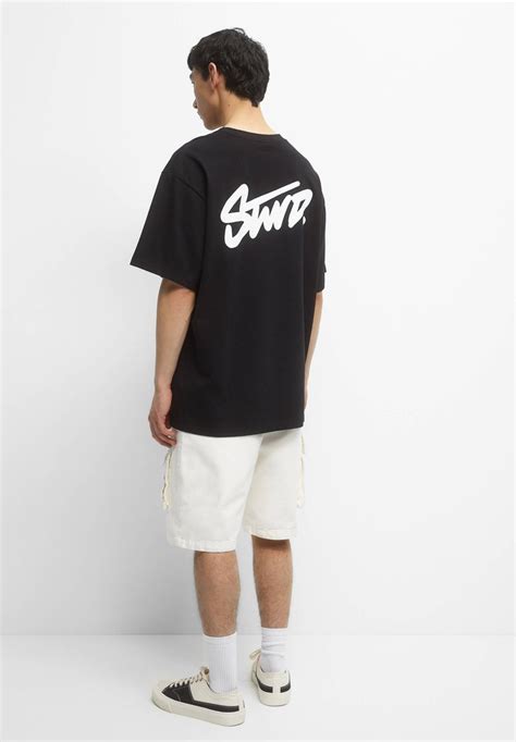 PULL&BEAR WITH STWD LOGO - T-shirts basic - black/sort - Zalando.dk