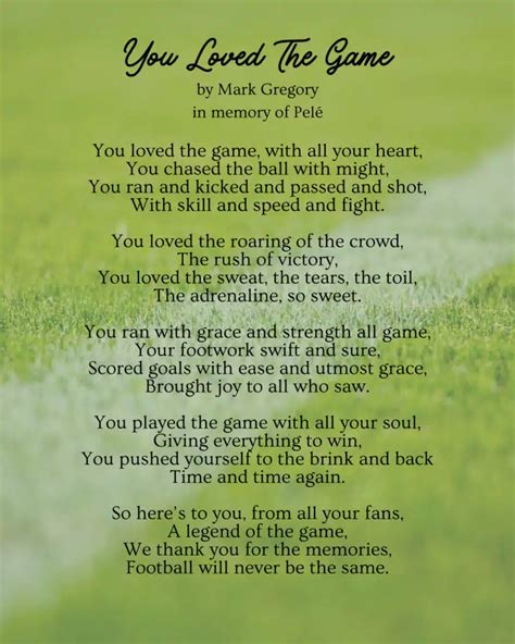 You Loved The Game – Funeral Poem About Football – Mark Your Occasion