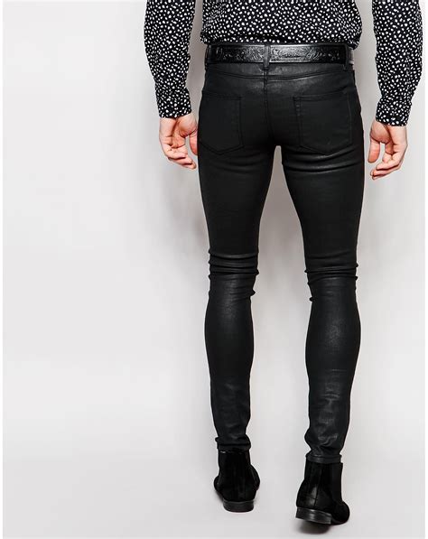 Lyst - ASOS Extreme Super Skinny Jeans In Heavy Coated Black in Black for Men