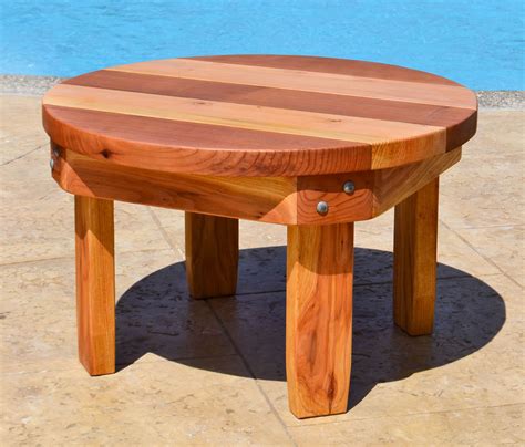 Multi Colored Round Small Wood Side Table | Forever Redwood