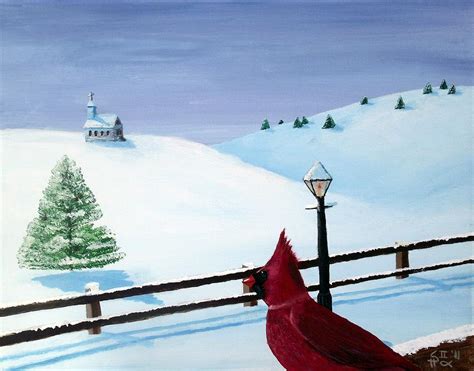 The Christmas Cardinal Painting by Spencer Hudon II