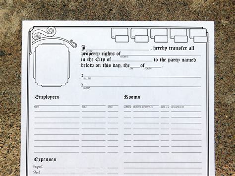 D&D 5e Tavern / Inn Sheets 8.5x11 Printable Dungeons and Dragons Character Sheet Accessories Dnd ...