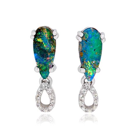 Australian Opal Earrings - Magical Jundah Opal Earrings