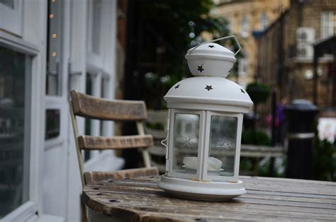 White Lantern On The Table Free Stock Photo - Public Domain Pictures