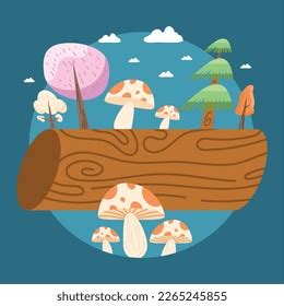 Fungus Trees Trunk Nature Scene Stock Vector (Royalty Free) 2265245855 | Shutterstock