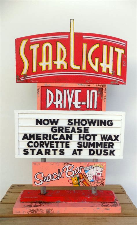 ONE OF A KIND Retro Drive In Sign, Vintage sign. Distressed mini woodsign. Drive in theater sign ...