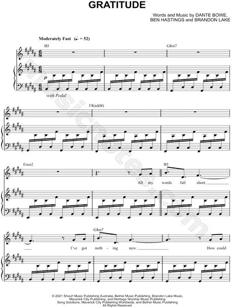 Brandon Lake "Gratitude" Sheet Music in B Major (transposable) - Download & Print - SKU: MN0252646