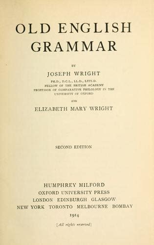 Old English grammar by Wright, Joseph | Open Library