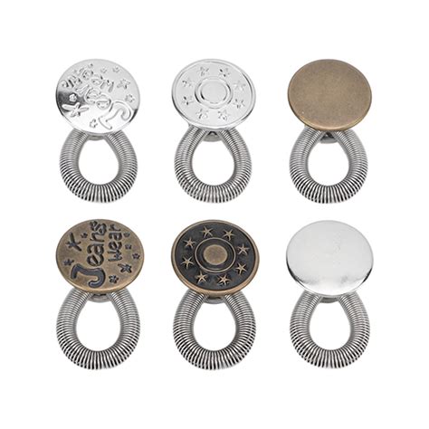 KUAA 6Pcs Waistband Extender Buttons Anti Corrosion Good Elasticity Metal Expander Buttons for ...