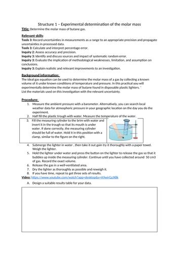 Lab experiment - Experimental determination of the molar mass | Teaching Resources