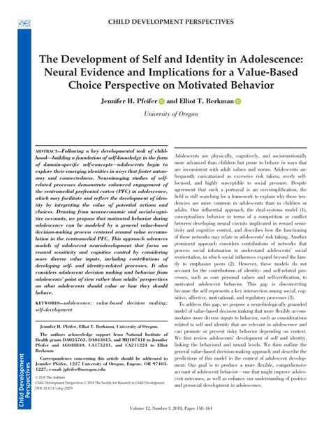 (PDF) Self and Identity Development in Adolescence