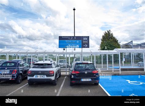 PARIS, FRANCE - MAY 14, 2017 : Charles De Gaulle Airport Parking and ...