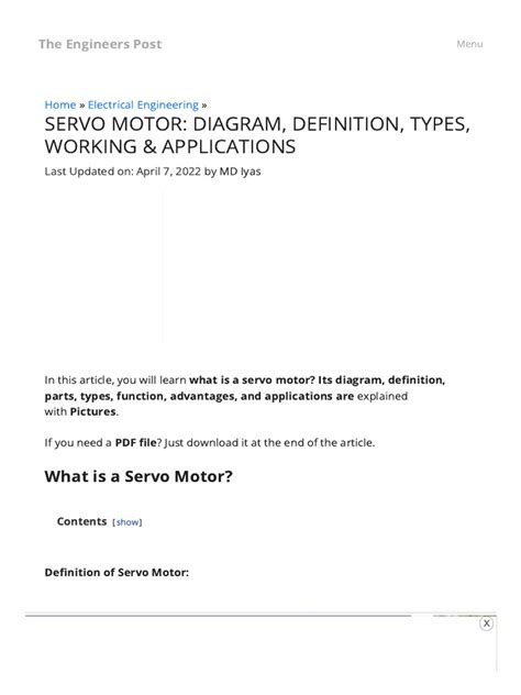 Servo Motor - Diagram, Definition, Types, Working & Applications | PDF | Electric Motor ...