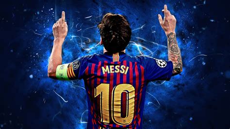 Backside Of Lionel Messi Showing Hands Up Wearing Blue Red Sports Dress HD Messi Wallpapers | HD ...