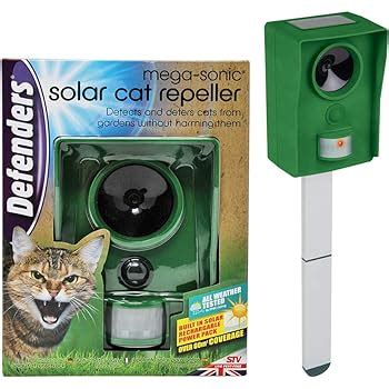 Defenders Mega-Sonic Solar Cat Repeller, Motion Activated Cat Repellent, Solar Powered: Amazon ...