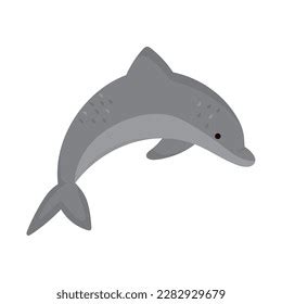 Silhouette Cute Dolphin Jumping Isolated Stock Vector (Royalty Free ...