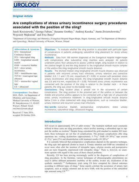 (PDF) Are complications of stress urinary incontinence surgery ...