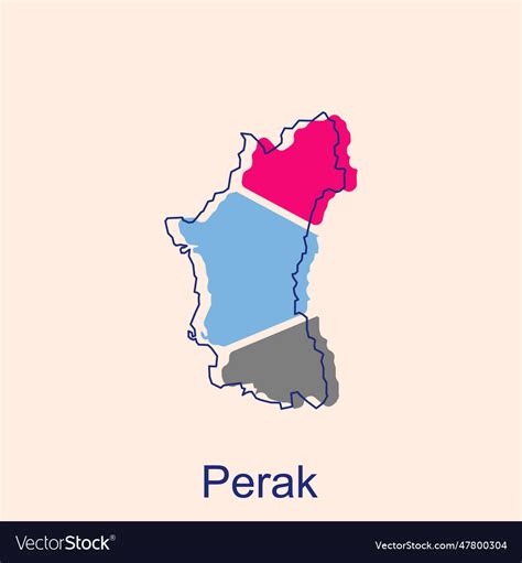 Map of perak colorful modern outline design Vector Image