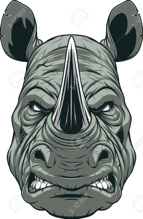 Vector - Vector illustration, a ferocious rhinoceros head on a white background Rhino Tattoo ...