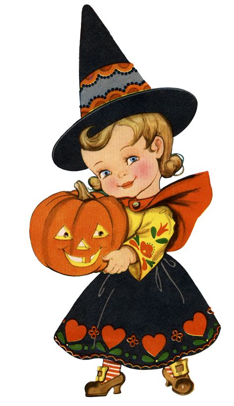 17 Cute Witch Halloween Pictures! | Vintage halloween images, Vintage ...