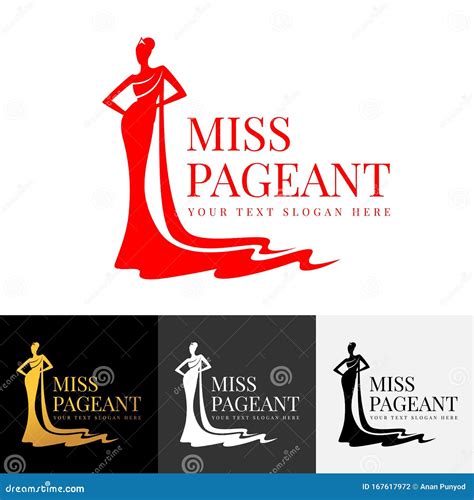 Miss Pageant Logo with Beautiful Lady Evening Gown and Crown Vector ...