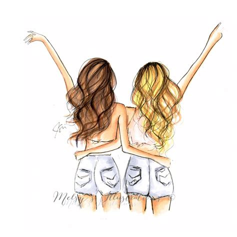 Best Friends Bff Tekening Teamwork Meisjes Tekenen Mensen Tekenen | Porn Sex Picture