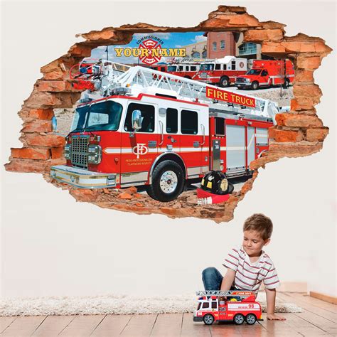 Fire Truck Wall Sticker Fire Engine Personalized - Etsy