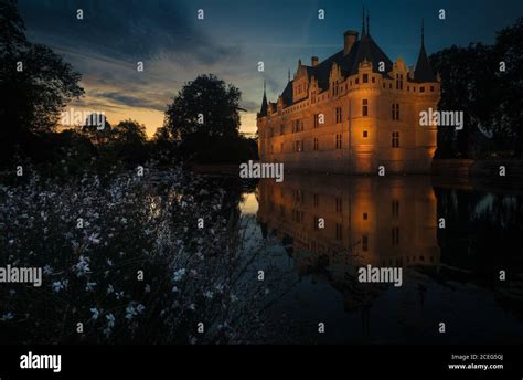 Beautiful medieval castle at night Stock Photo - Alamy