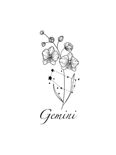 Gemini Constellation Tattoo Flower Tattoo Design - Etsy