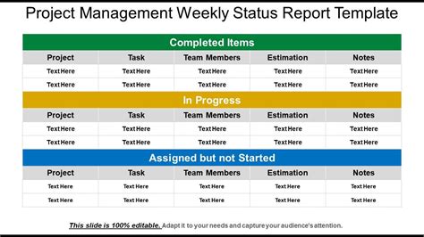 Project management weekly status report template | Presentation ...