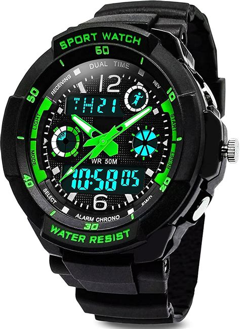 Digital Watches for Kids Boys - 50M Waterproof Outdoor Sports Analogue Watch with Alarm/Timer ...