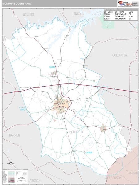 McDuffie County, GA Wall Map Premium Style by MarketMAPS