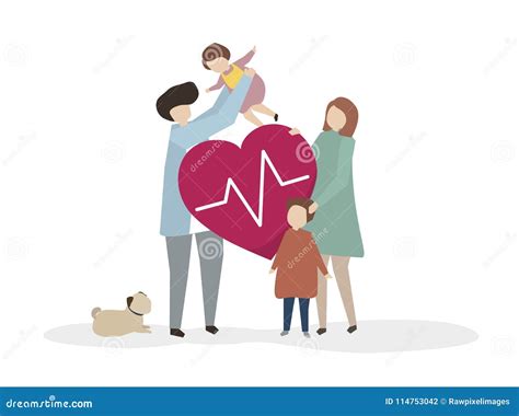 Illustration of a Happy Healthy Family Stock Illustration - Illustration of isolated, design ...