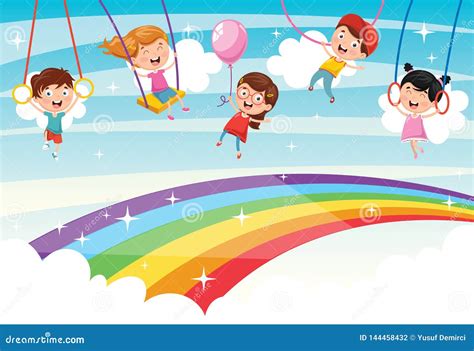 Vector Illustration of Rainbow Children Stock Vector - Illustration of entertainment, kids ...