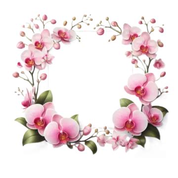 Pink Orchid Flower Frame, Pink Orchid Flower, Frame, Orchid PNG ...