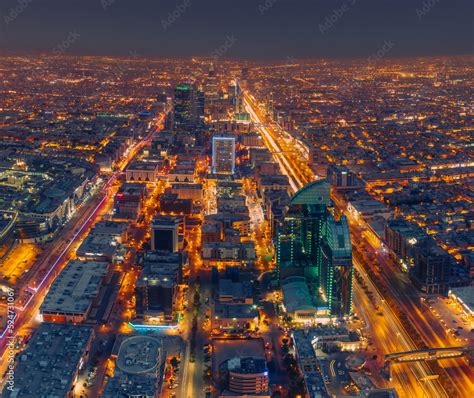 Top view of the city of Riyadh, Saudi Arabia, at night Stock Photo ...