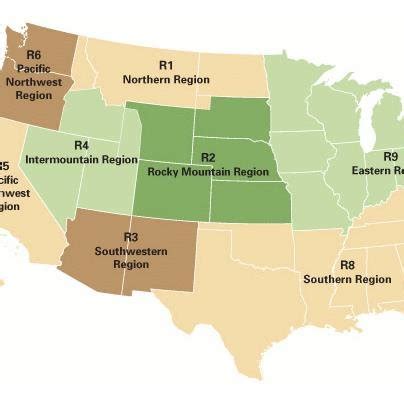 U.S. Forest Service region locations (USDA 2017) | Download Scientific ...