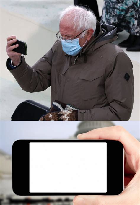 Bernie Looking at phone Blank Template - Imgflip