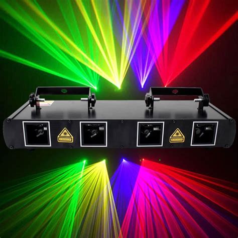 Laser Projector Stage Lighting 4 Lens RGBY 4 Beam DJ DMX Disco Effect Light Show | eBay
