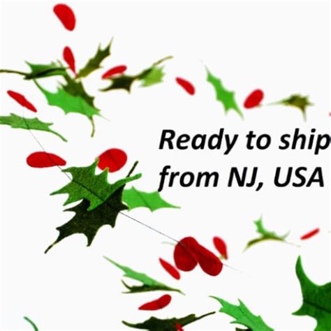 Holly Garland Christmas Garland 8 10 12 15 Feet Ready to Ship From USA ...