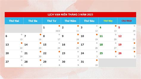 Tháng 3 có bao nhiêu ngày? Xem lịch âm dương tháng 03/2023