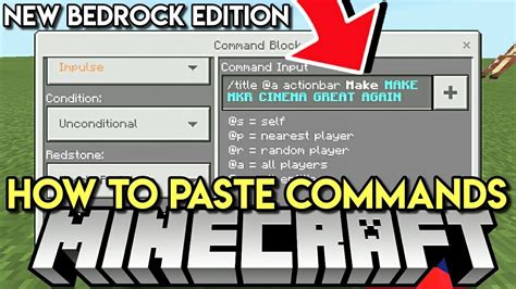 How to paste commands in command blocks | NEW MINECRAFT BEDROCK EDITION - YouTube