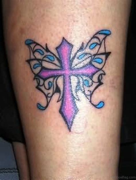 Beguiling Cross Butterfly Tattoo - Butterfly Cross Tattoos - Crayon