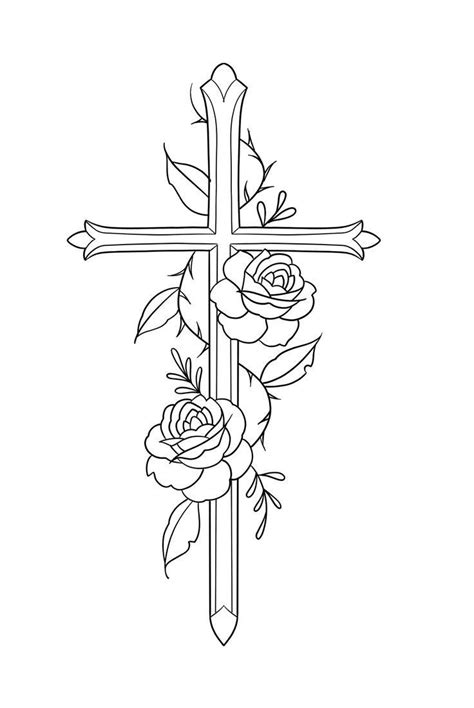 Black and White Cross Tattoo Design