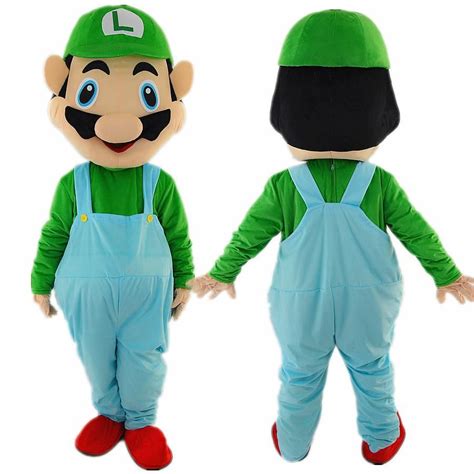 Green Mario Cartoon Mascot Costume Adult Size Fancy Dress Halloween ...